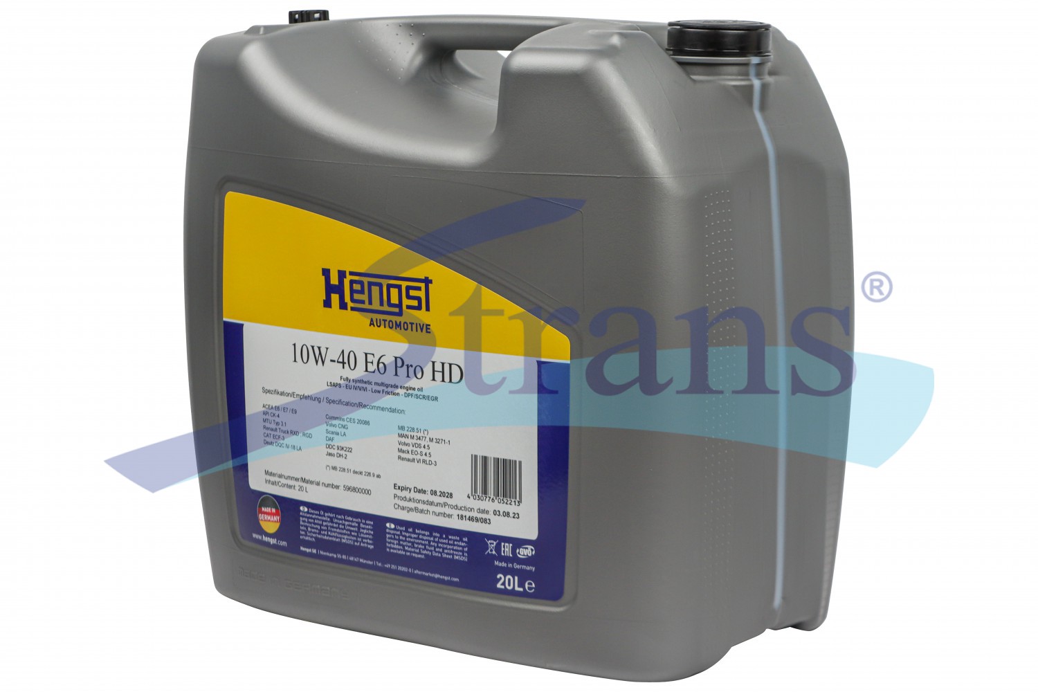 Масло Моторне Hengst 10W-40 E6 Hd Pro (На Euro 5/Euro 6) 20Л